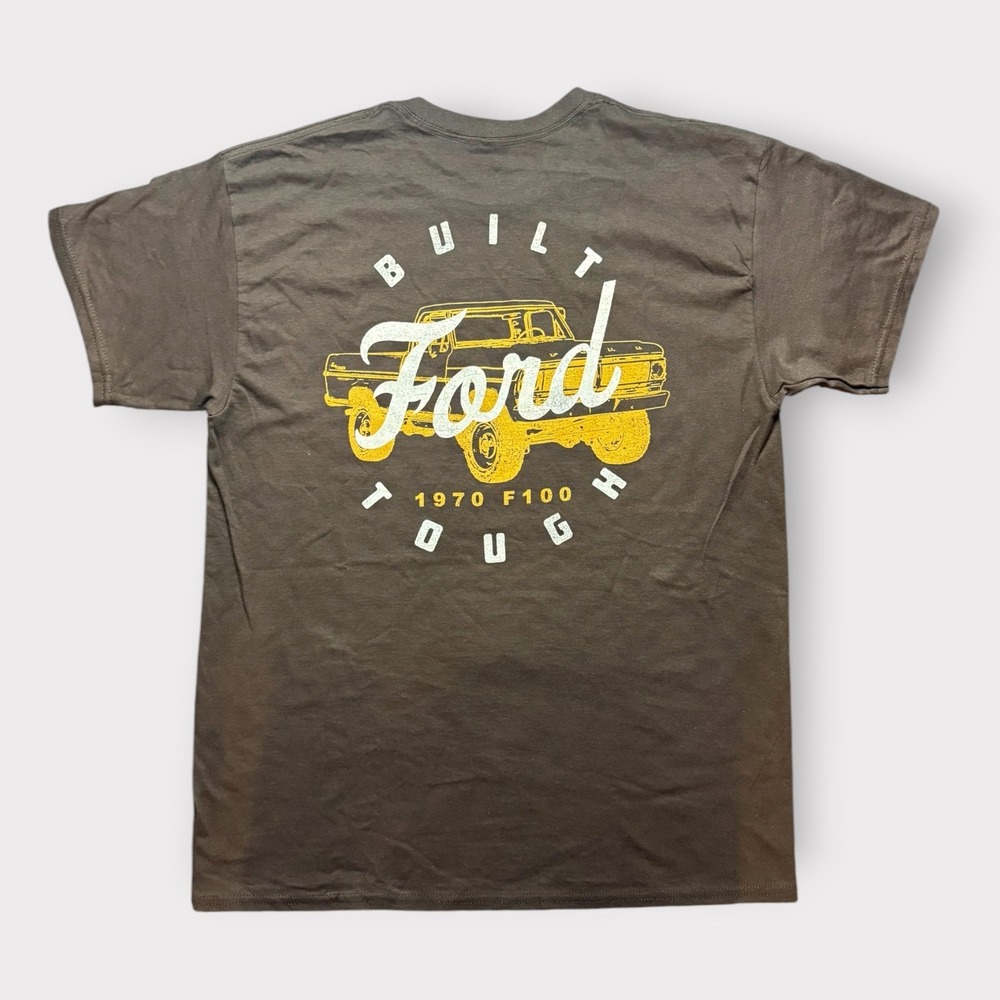 Ford Built Tough 1970 F100 Truck Graphic T-Shirt Brown Mens Large Hybrid Apparel